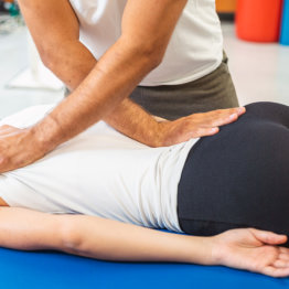 Medical back massage during a rehabilitation